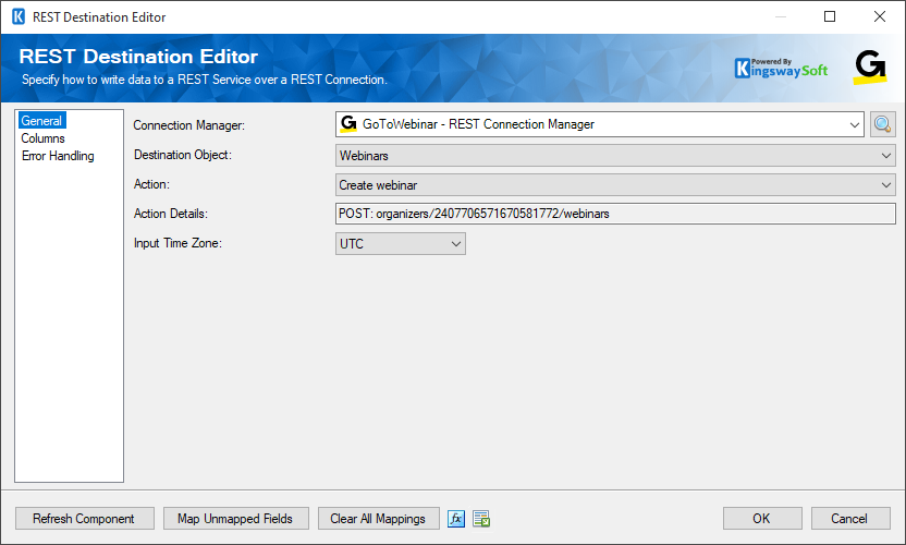 SSIS GoToWebinar Destination Component